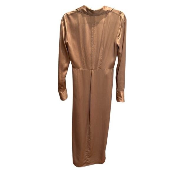 Reformation Lyon Silk Elegant Satin Brown Midi Dress, Size 2 - Picture 2 of 4